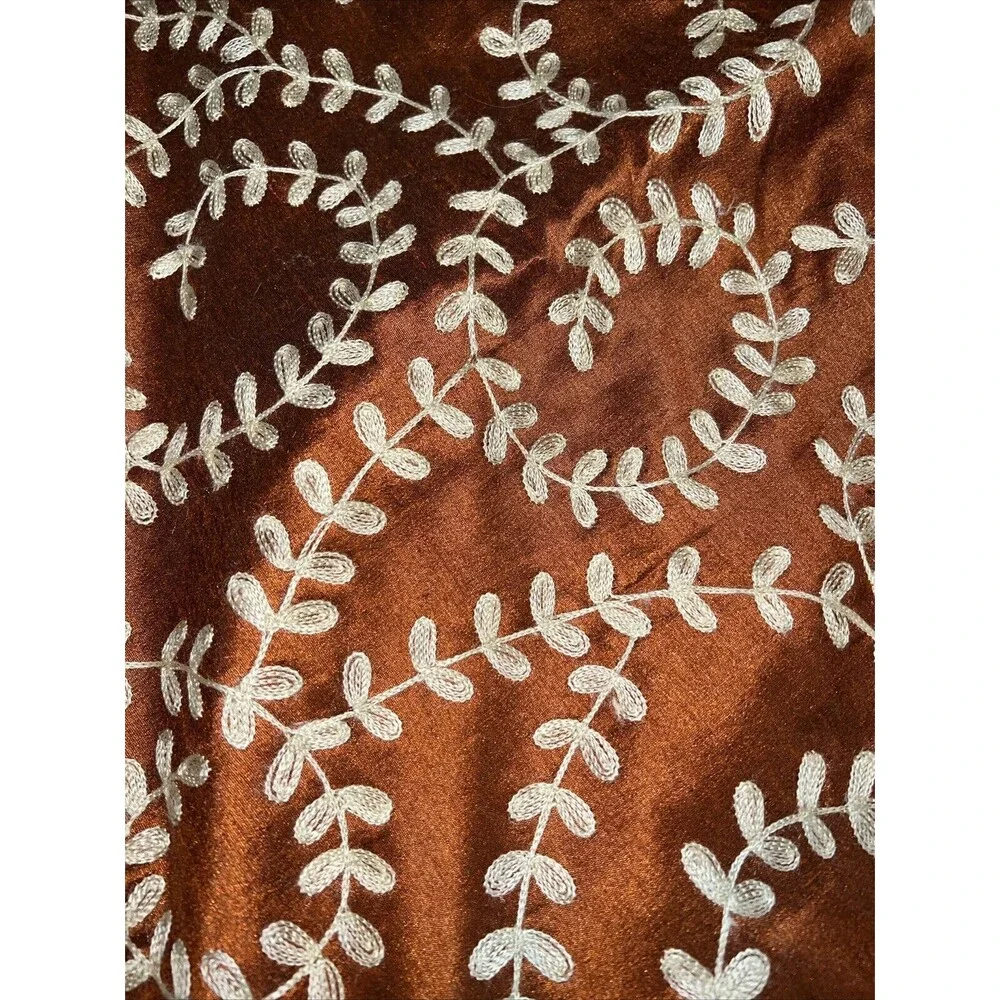 Pier 1 Imports Set Of 2 Embroidered Pillow Covers 18x18 Rust Floral Zipper